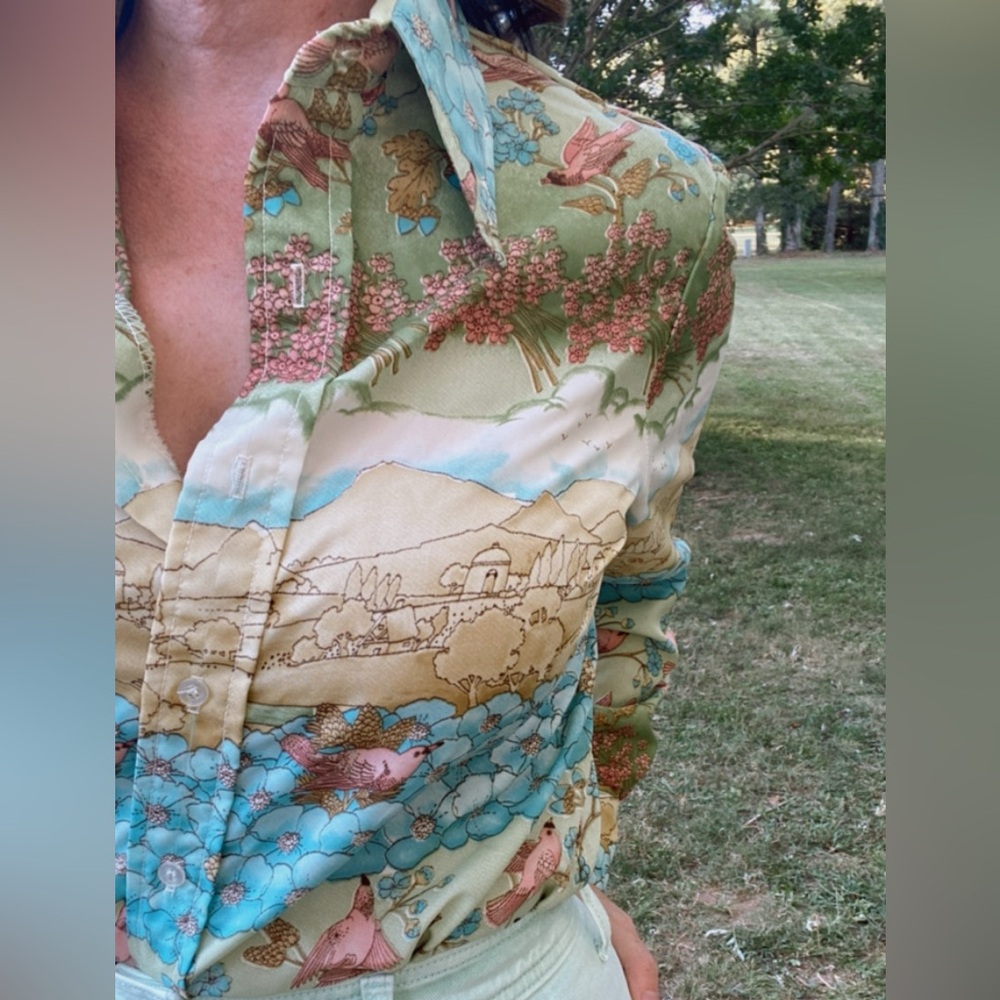 Vintage 70s novelty button down, dagger collar - Picture 4 of 9